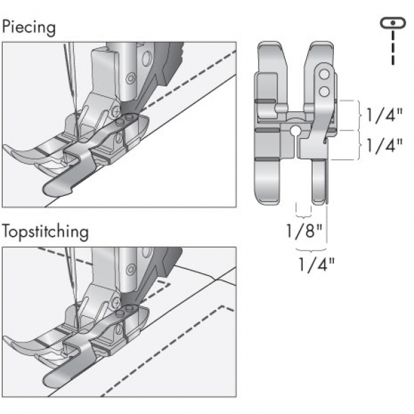 1/4“ Quilt- und Patchworkfuß mit Kantenführung für IDT™-System
